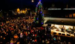 A large crowd turned out for Sunday's opening of the Lerwick winter festival - Photo: Ben Mullay