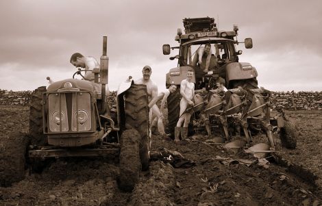 One of the images in a "nudie" calendar to raise money for a "Northern Isles Room" in the ARI's neurological ward.