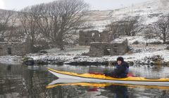 Rachel Shucksmith enjoying the tranquil water in Weisdale Voe on Saturday. Photo: Angus Nicol