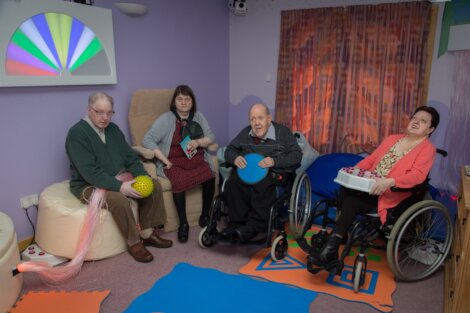 Some of the users of Newcraigielea in the newly finished Scottish Sea Farms sensory room. From left to right: Robbie Burns, Margaret Mail, Ivan Nisbet and Mimmie Moar.