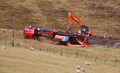 "I thought it was thunder". Local crofter David Smith heard the lorry come off the road and says safety measures are badly needed. Photo Ronnie Robertson