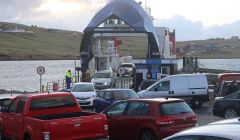 The Whalsay ferry Hendra making her first run to Vidlin on Wednesday morning - Photo: Hans J Marter/ShetNews