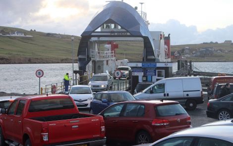 The Whalsay ferry Hendra making her first run to Vidlin on Wednesday morning - Photo: Hans J Marter/ShetNews