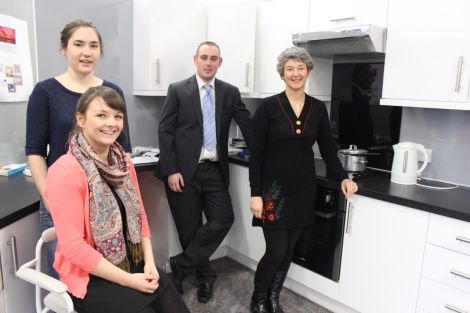 The Rapid Response Intermediate Care team at Shetland Islands Council's Independent Living Centre, (from left): occupational therapist Amanda Manson, rehabilitation assistant Katy Jeromson, team leader Chris Rice and occupational therapist Jill Beswick. Missing from the picture are rehab assistant Chloe MacIsaac and physiotherapist Daniel Lockhart. Photo Shetnews