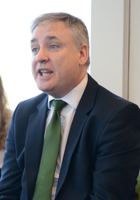 Scottish fisheries secretary Richard Lochhead in Shetland on Thursday. Photo Dave Donaldson