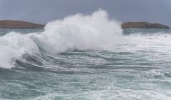 There were huge waves as winds gusted to around 100mph in places. Photo: Austin Taylor