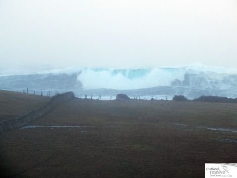 Stormy seas at Scatness on Monday. Photo: Diane Taylor