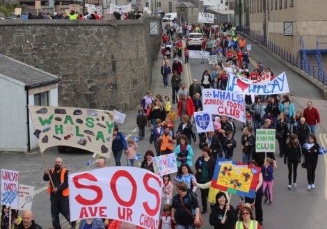 Hundreds of protesters marched against the proposed closures last summer. Photo: Shetnews