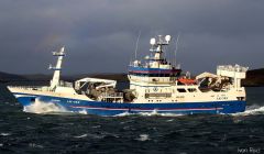 The Adenia leaving Whalsay on Sunday afternoon. Photo: Ivan Reid