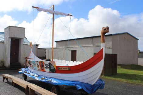 The galley Solnyter in the sun, shortly after the celestial orb had been regurgitated by the wolf of Norse mythology.