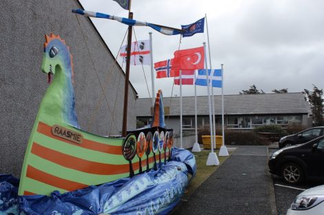 There were other galleys out in Brae on Friday. This one stood proudly outside Brae secondary department...