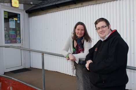 Phoebe and Scott Preston - pleased to have found a new owner who shares their enthusiasm - Photo: Hans J Marter/ShetNews