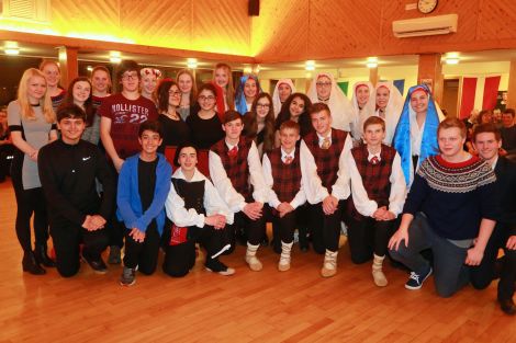 All 28 of the visiting students from Latvia, Norway, Sardinia and Turkey after the Brae High School Up Helly Aa night - all Photos: Gordon Stovel