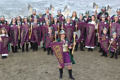 Jarl Lesley with some of her 42-strong squad of ladies and warriors.