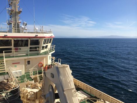 Blue skies on board the Altaire, just off San Sebastian in northern Spain. Photo: Colin Leask