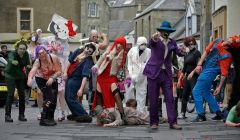 Zombies meandering along Commercial Street during the fourth Zombiefest. Photo: Ivan Hawick