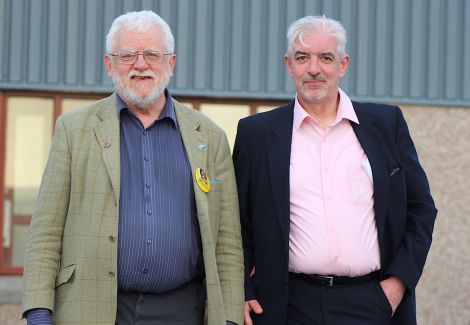 Only SNP candidate Danus Skene (left) and Labour hopeful Gerry McGarvey turned up for Saturday night's hustings organised by the Althing debating society - Photo: Hans J Marter/ShetNews