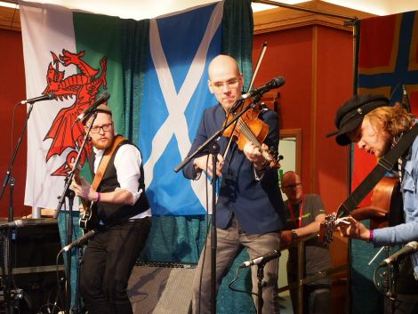 Finnish prog-folk act Esko Järvelä Epic Male Band strutting their stuff at Islesburgh. Photo: Chris Brown