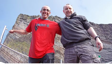 Simon Brentford (left) and  Darren Stafford after their daring challenge.