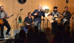 The Esko Jarvela Epic Male Band offering up their Finnish prog-folk at Vidlin on Thursday night. Photo: Shetnews