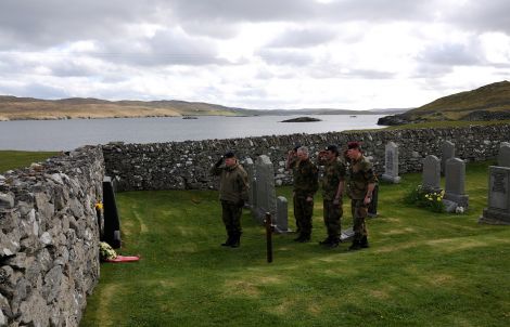 Rear Admiral Nils Johan Holte also led a short ceremony held at the Norwegian war graves at Lunna Kirk on Friday afternoon - Photo: M. Bilton