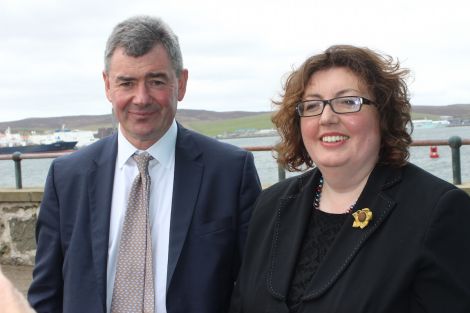 HIE chairman Lorne Crerar and local area manager Rachel Hunter in Lerwick on Wednesday - Photo: Hans J Marter