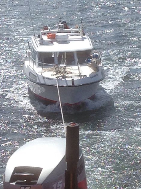 The Tak Hunter being towed on Thursday morning - Photo: RNLI