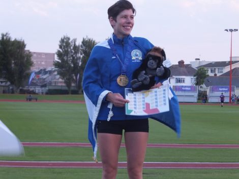 Claire Wilson with her medal on Tuesday night. Photo: Maurice Staples