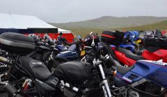 Bikes gather at Nesting for the famous Simmer Dim rally. Photo Chris Cope/Shetnews