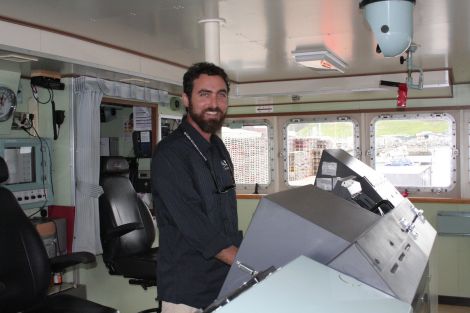 Captain Lockhart MacLean at the helm. Photo Yetti Biscuit