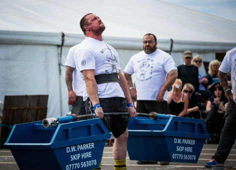 Shetland's strongest man Colin Arthur in action.