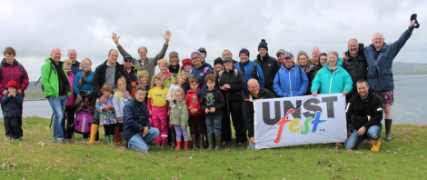 Festival goers enjoy the Landmarks and Legends Walk as part of UnstFest. Photo Desley Stickle