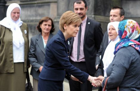 First Minister Nicola Sturgeon met with genocide survivors, Azir Asmanović and Nedžad Avdić, and with Srebrenica mothers, who lost husbands, sons, fathers and brothers in the atrocity. Photo: Scottish Government