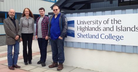 HE student of the year Barry Irvine (right) and FE student of the year Sean Boyle with the college's acting principal Irene Peterson and vice chairman Gary Cleaver.