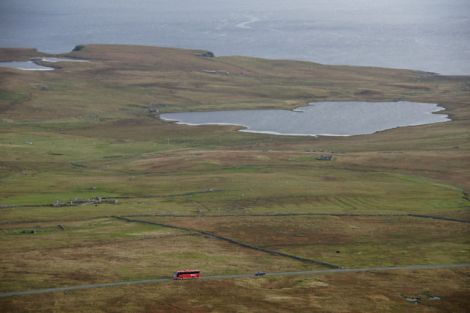 A photo of Loch of Clumlie taken from Scousburgh Hill by Mike Pennington.