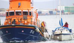 The Lerwick lifeboat assisting the Lucky Maru. Photo: Ian Leask.