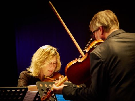 Clio Gould and Jonathan Morton blasting into the first of three Martinů madrigals - Photo: Chris Brown