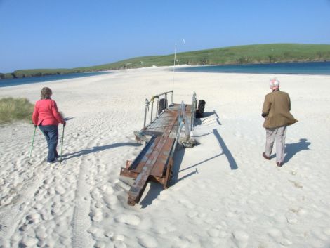 Tour guide Allen Fraser is annoyed by what he describes as an "eyesore" spoiling the view at St Ninian's Isle beach.