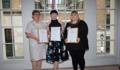 The three Honour list librarians (left to right): Runner up Chris Routh from Reading; winner of the School Librarian of the Year Award 2015, Annie Brady from Dublin and runner-up Jane Spall from Aith. Photo: Richard Leverage