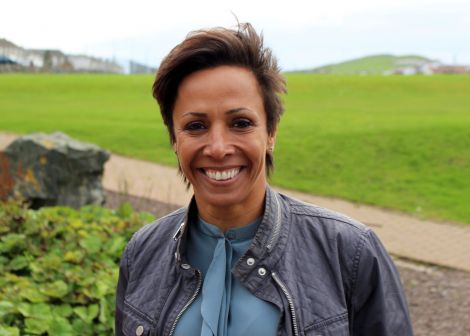 Dame Kelly Holmes visits Shetland for the first time to speak at the inaugural sports conference in Lerwick. Photo: ShetNews/Chris Cope