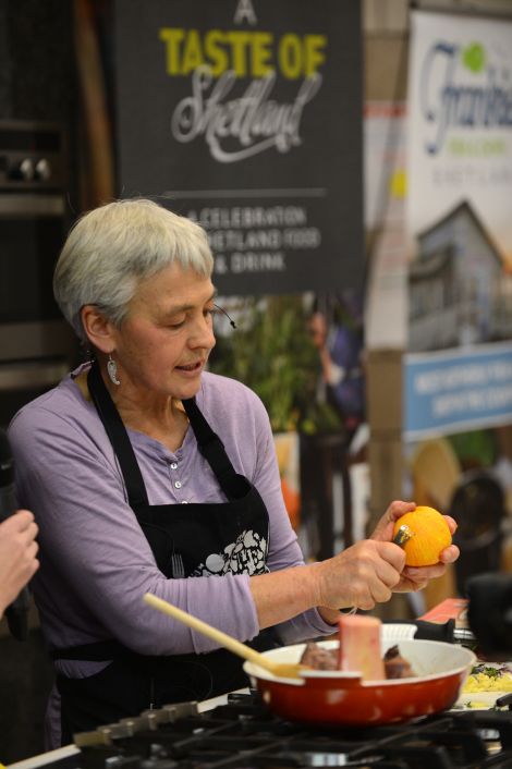 Food author and cook Marian Ermitage from Scatness at last year's Shetland Food Fair. Photo Dave Donaldson