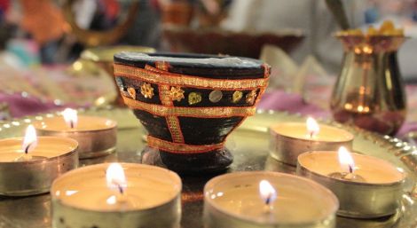 Candles lit during the Cunningsburgh Diwali celebration.