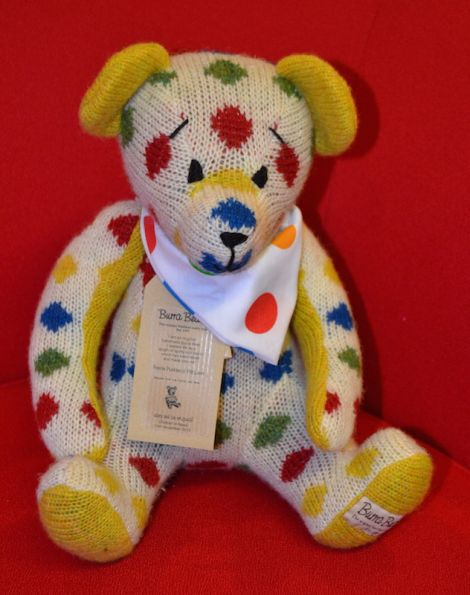 A Burra Bear in the Children in Need colours donated by Wendy Inkster.