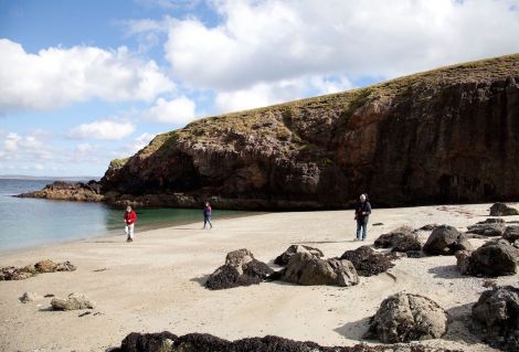 Visitor exploring Back Sand at Ollaberry, an extension of the Great Glen fault. Billy Fox