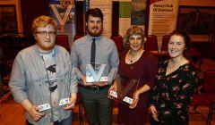 Award winners: Ruaridh Nicolson, of Sandwick Youth Club Dream Team, individual winner Toby Sandison, with Alex Dodge and Kirsty Budge, of Cunningsburgh and District Agricultural Society. Photo Dave Donaldson