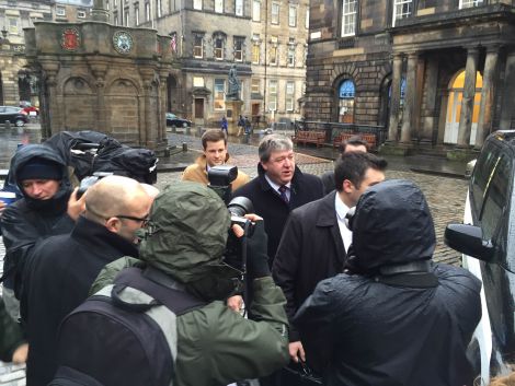 Alistair Carmichael arriving in court earlier this week. He was not present for the third and final day's hearing which, unlike the first two days of evidence, was televised. Photo: Michael MacLeod