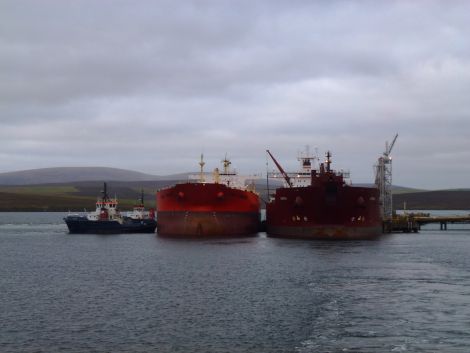 A ship to ship transfer at Sullom Voe. Photo John Bateson