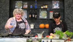 Eunice Henderson and Jane Moncrieff of Shetland Larder at the Clickimin last weekend. Photo: Elizabeth Atia