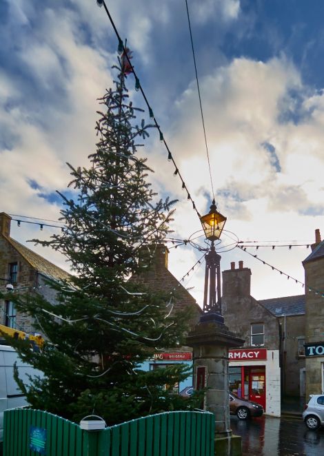 The Market Cross christmas tree waits to be lit up. Photo Chris Brown