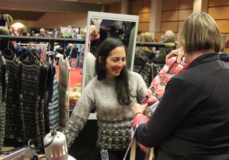 Fair Isle designer Mati Ventrillon at last year's craft fair - Photo: Hans J Marter/ShetNews